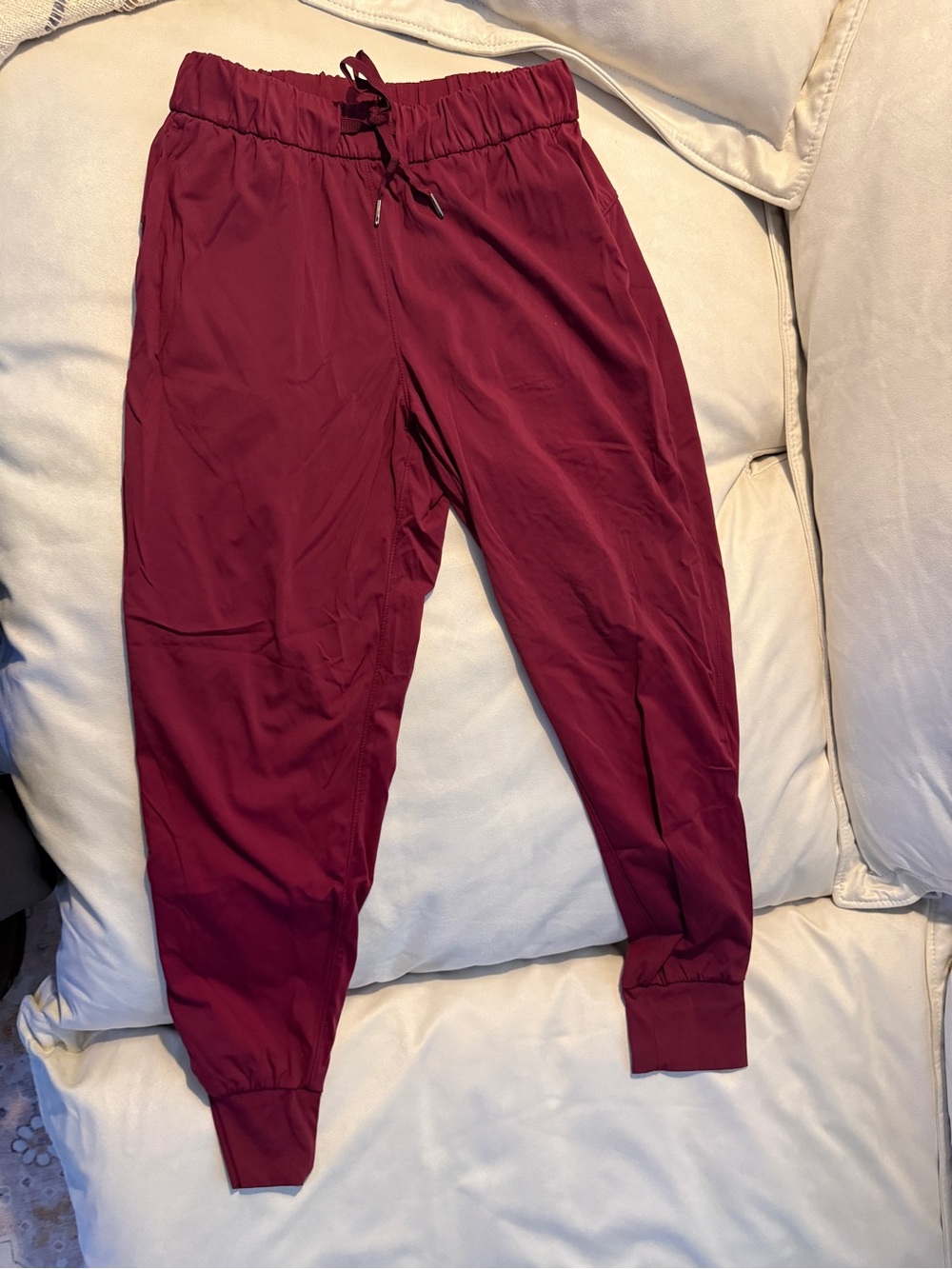 Women's Burgundy Jogger Track Pants with Elastic Waist